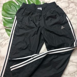 Adidas Black and White Three Stripe Zip Joggers